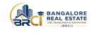 BRCI logo featuring modern buildings, a house roof design, and a graduation cap symbolizing real estate training, consulting, and career development in Bangalore.